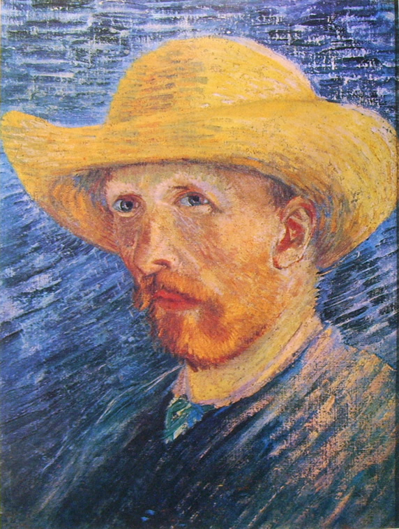 Van Gogh autoritratto dell\'estate 1887 con cappello di paglia